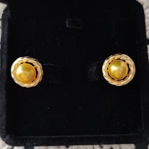 Genuine Pearl Earrings In Stunning Golden Pearls